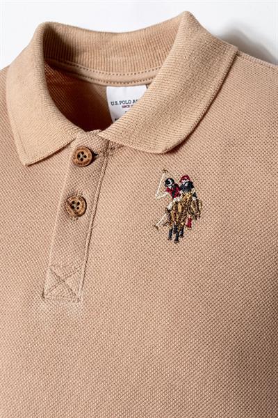 U.S. Polo Assn Erkek Bebek  2 li Şort T-şhirt Takım Bej