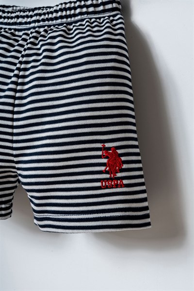U.S. Polo Assn Erkek Bebek 2 li Şort T-shirt Takım Beyaz