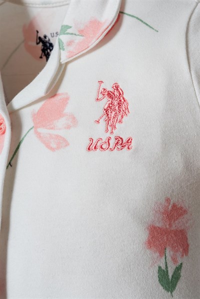 U.S. Polo Assn Kız Bebek Gömlek Pijama Beyaz-Pudra