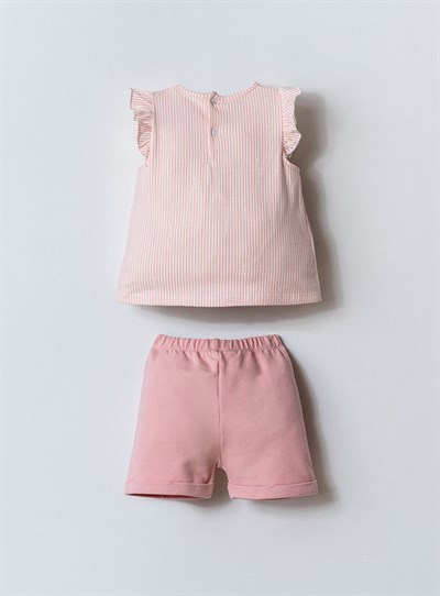 U.S. Polo Assn Kız Bebek 2 li Şort T-shirt Takım Pembe