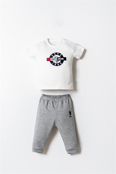 U.S. Polo Assn Erkek Bebek  3lü Takım Gri Melanj