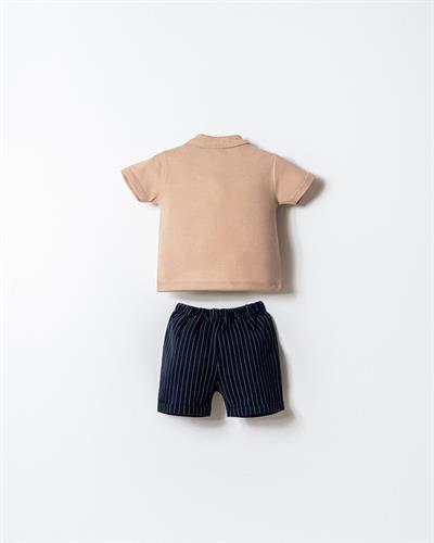 U.S. Polo Assn Erkek Bebek  2 li Şort T-şhirt Takım Bej