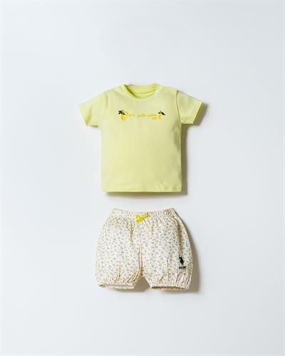 U.S. Polo Assn Kız Bebek  2 li Şort T-şhirt Takım Sarı