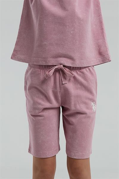 U.S. Polo Assn Kız Çocuk  2 li Bermuda T-şhirt Takım Gül Kurusu