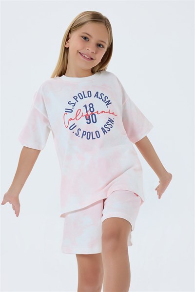 U.S. Polo Assn Kız Çocuk Şortlu  2li Takım Coral