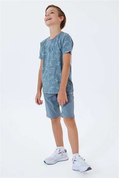 U.S. Polo Assn Erkek Çocuk  2 li Bermuda T-şhirt Takım Gri