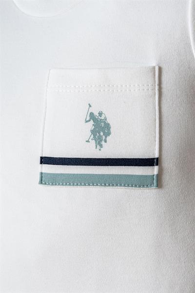 U.S. Polo Assn Erkek Bebek  2 li Şort T-şhirt Takım Beyaz-Su Yeşili