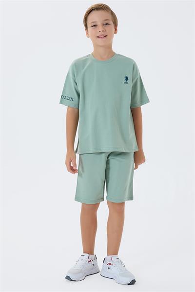 U.S. Polo Assn Erkek Çocuk  2 li Bermuda T-şhirt Takım Yeşil
