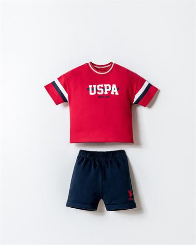 U.S. Polo Assn Erkek Bebek  2 li Şort T-şhirt Takım Kırmızı