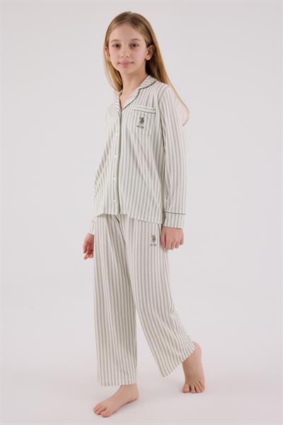 U.S. Polo Assn Kız Çocuk Gömlek Pijama Çay Yeşili
