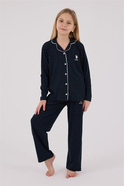 U.S. Polo Assn. Kız Çocuk Gömlek Pijama Lacivert