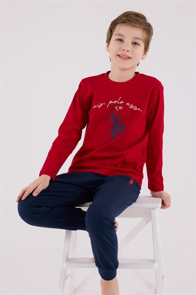 U.S. Polo Assn. Erkek Çocuk Uzun Kol Pijama Takım Kırmızı
