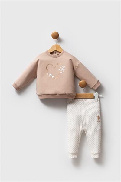 U.S. Polo Assn. Kız Bebek 2li Takım Bisküvi