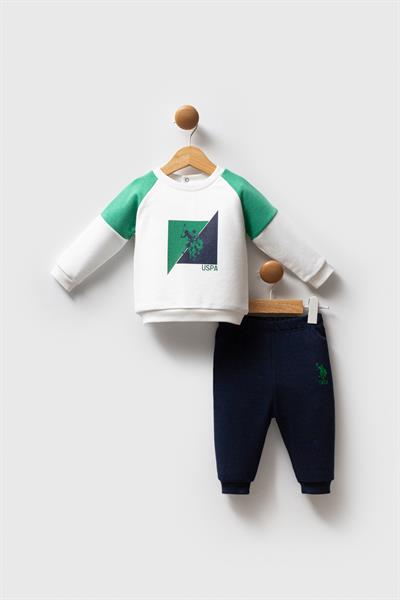 U.S. Polo Assn. Erkek Bebek 2li Takım Beyaz-Yeşil