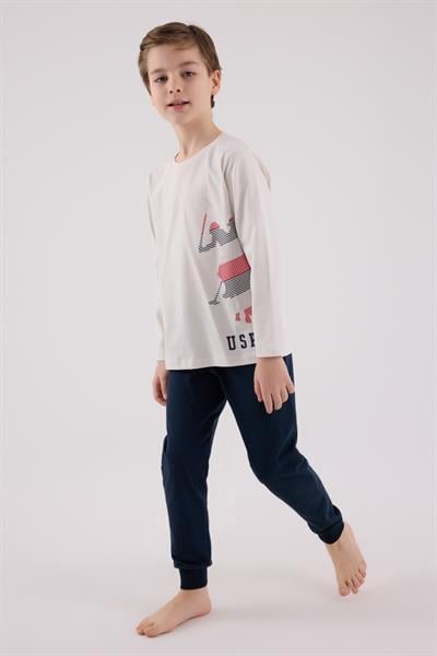 U.S. Polo Assn. Erkek Çocuk Uzun Kol Pijama Takım Taş