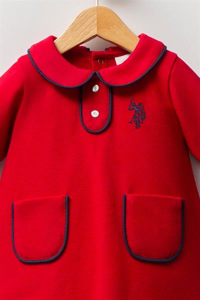 U.S. Polo Assn. Kız Bebek Pike Elbise Kırmızı