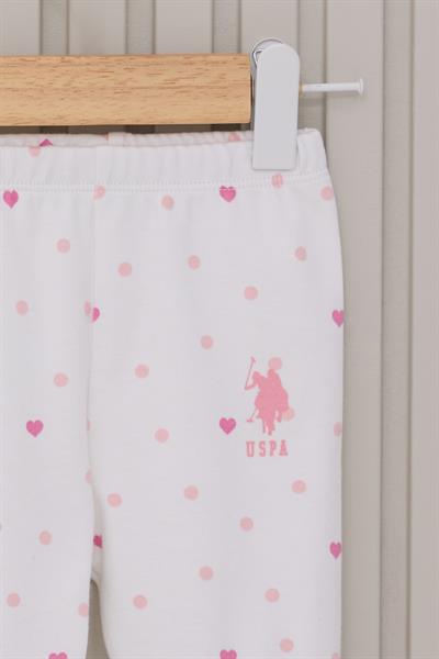 U.S. Polo Assn. Kız Bebek Patikli 3lü Takım Krem