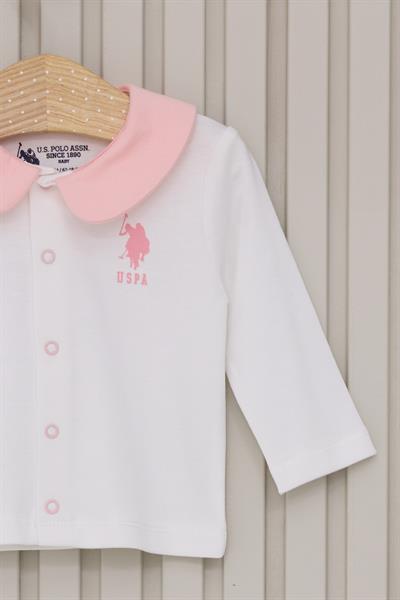 U.S. Polo Assn. Kız Bebek Patikli 3lü Takım Krem