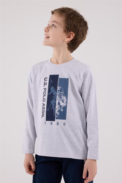 U.S. Polo Assn. Erkek Çocuk Uzun Kol Pijama Takım Kar Melanj