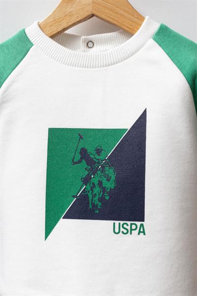 U.S. Polo Assn. Erkek Bebek 2li Takım Beyaz-Yeşil