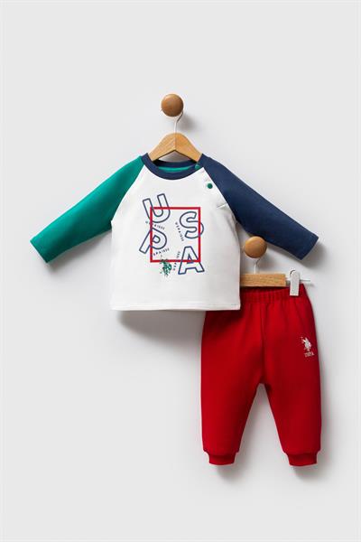 U.S. Polo Assn. Erkek Bebek 2li Takım Beyaz -Yeşil