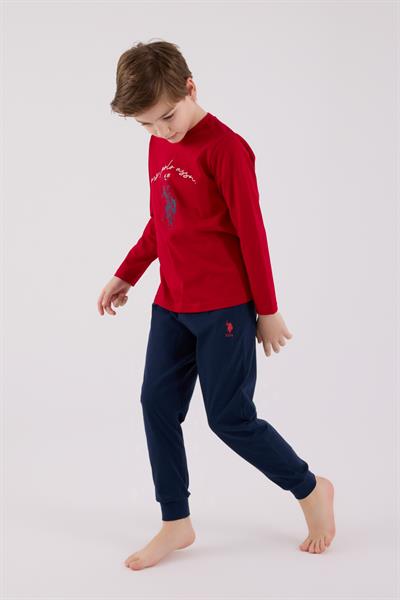 U.S. Polo Assn. Erkek Çocuk Uzun Kol Pijama Takım Kırmızı