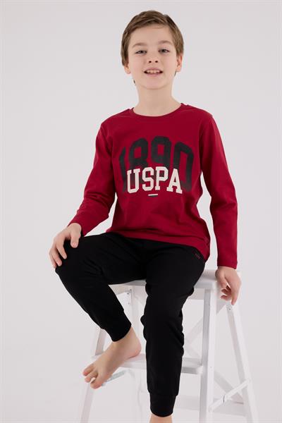 U.S. Polo Assn. Erkek Çocuk Uzun Kol Pijama Takım Bordo