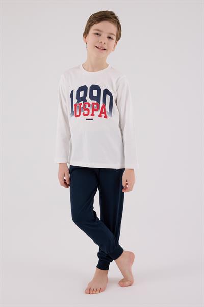 U.S. Polo Assn. Erkek Çocuk Uzun Kol Pijama Takım Beyaz