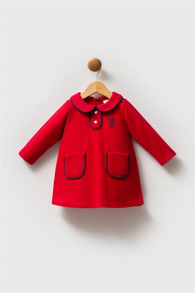 U.S. Polo Assn. Kız Bebek Pike Elbise Kırmızı