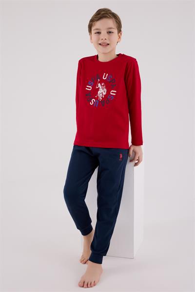 U.S. Polo Assn. Erkek Çocuk Uzun Kol Pijama Takım Kırmızı