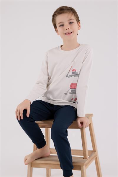 U.S. Polo Assn. Erkek Çocuk Uzun Kol Pijama Takım Taş