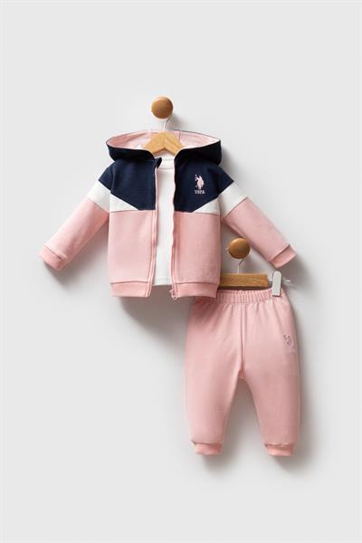 U.S. Polo Assn. Kız Bebek 3li Takım Açık Pembe