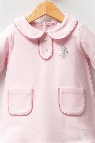 U.S. Polo Assn. Kız Bebek Pike Elbise Pembe