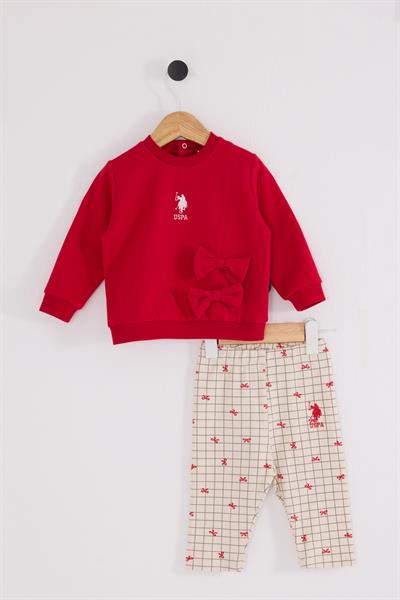 U.S. Polo Assn. Kız Bebek 2li Takım Kırmızı