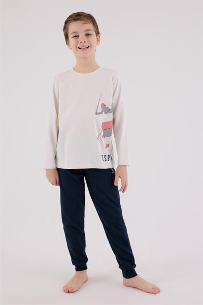 U.S. Polo Assn. Erkek Çocuk Uzun Kol Pijama Takım Taş