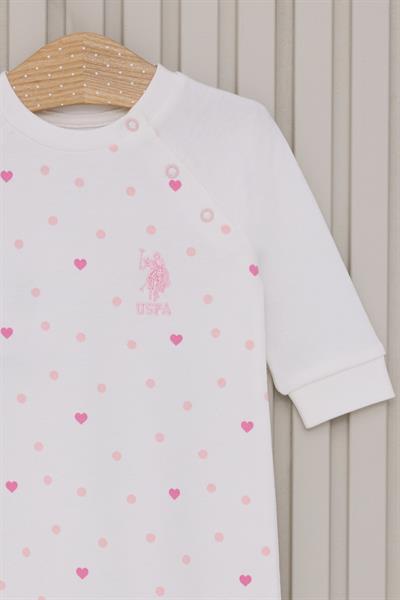 U.S. Polo Assn. Kız Bebek Uzun Kollu Patiksiz Tulum Krem