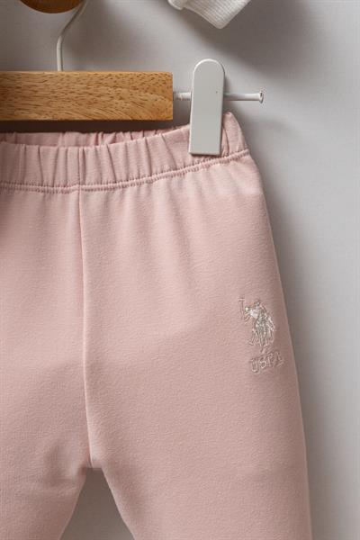 U.S. Polo Assn. Kız Bebek 2li Takım Beyaz -Pudra