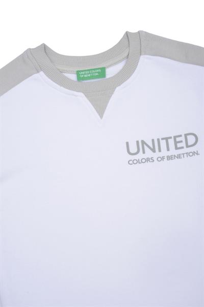 United Colors of Benetton BNT-B21606 Erkek Çocuk  Sweatshirt Beyaz