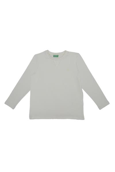 United Colors of Benetton BNT-B21643 Erkek Çocuk  Uzun Kollu Tshirt Ekru