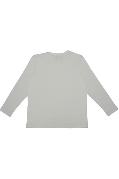 United Colors of Benetton BNT-B21643 Erkek Çocuk  Uzun Kollu Tshirt Ekru