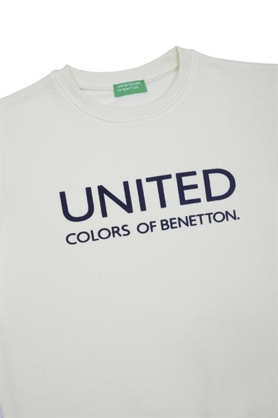 United Colors of Benetton BNT-B21877 Erkek Çocuk  Sweatshirt Ekru