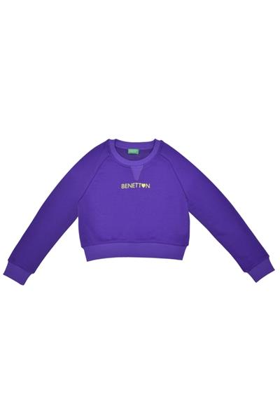 United Colors of Benetton BNT-G21543 Kız Çocuk  Sweatshirt Mor