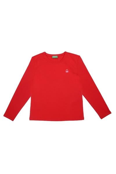 United Colors of Benetton BNT-G21576 Kız Çocuk  Uzun Kollu Tshirt Kırmızı