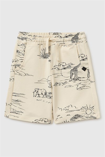 United Colors of Benetton Erkek Çocuk Beli Lastikli Relaxed Fit Bermuda Şort Bej 6-14 Yaş