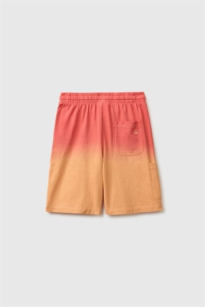 United Colors of Benetton Erkek Çocuk Kırmızı Mix Arka Cebi Logo Detaylı Beli İpli Bermuda Şort 6-14 Yaş 