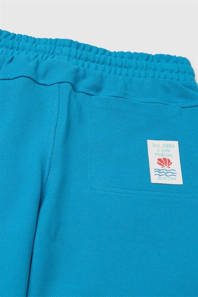 United Colors of Benetton Erkek Çocuk Beli Lastikli Relaxed Fit Bermuda Şort Mavi 6-14 Yaş