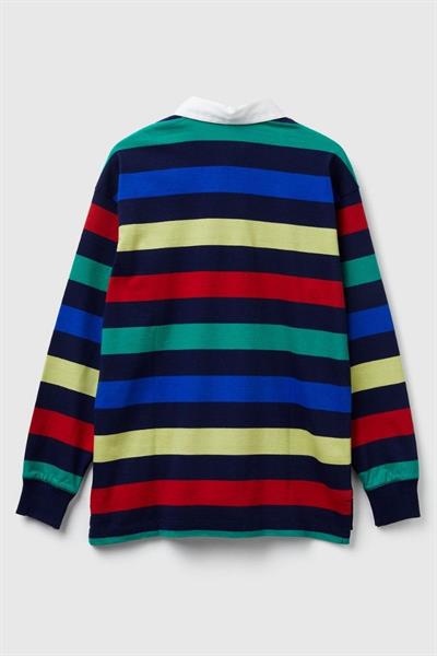 United Colors of Benetton Erkek Çocuk 33CKC301X-25K Çizgili Uzun Kollu Polo Tshirt Lacivert