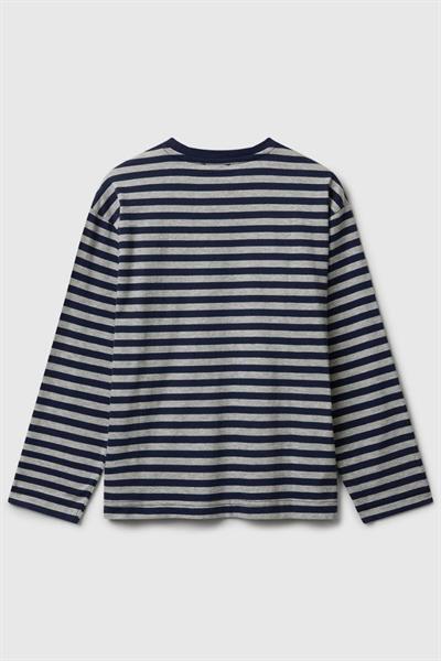 United Colors of Benetton Erkek Çocuk 3FNLC10QB-25K  Uzun Kol Çizgili Tshirt Gri