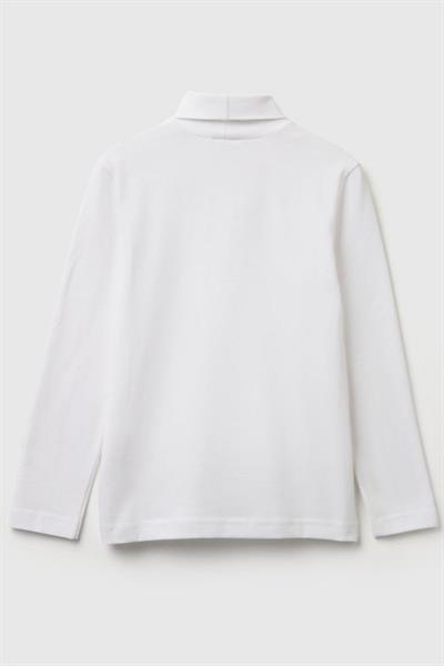 United Colors of Benetton Erkek Çocuk 3DKEC202O-25K Uzun Kol Boğazlı Tshirt Beyaz