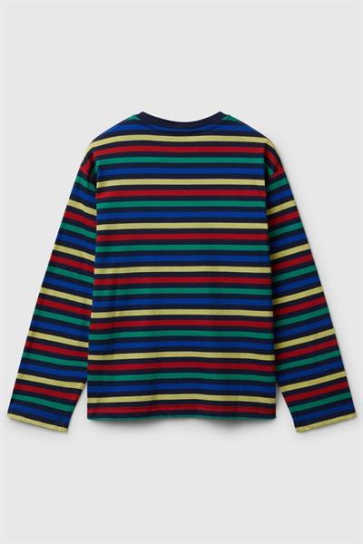 United Colors of Benetton Erkek Çocuk 3FNLC10QB-25K  Uzun Kol Çizgili Tshirt Lacivert